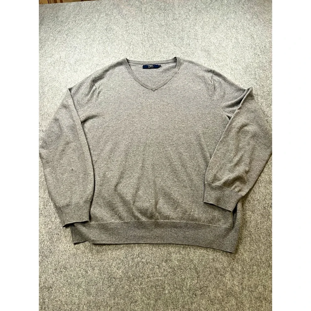J.Crew Mens L Gray Cotton Cashmere V-Neck Pullover Sweater 17736